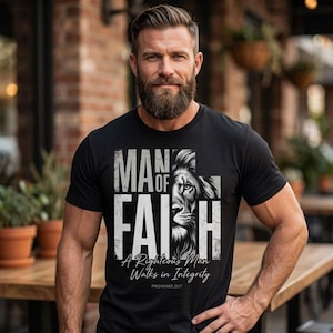 Man of Faith Lion PNG – Retro kristen sublimeringsdesign (digital nedladdning)