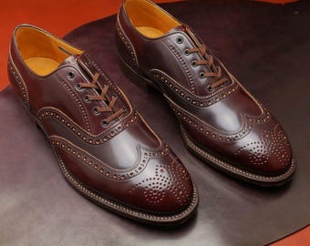 New Handmade Pure Leather Custom Made Brogue Shoes For Men