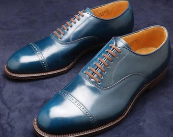 New Handmade Pure Leather Custom Made Oxford Wingtip Shoes For Men