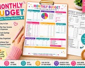 Monthly Budget Planner Printable | Budget Worksheet PDF | Monthly Finance Tracker | Debt Tracker | Savings Tracker | Budget Binder Insert