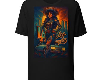 Los Angeles Chicana — Arte Urbano con Lowrider y Estilo Latina Power Unisex t-shirt
