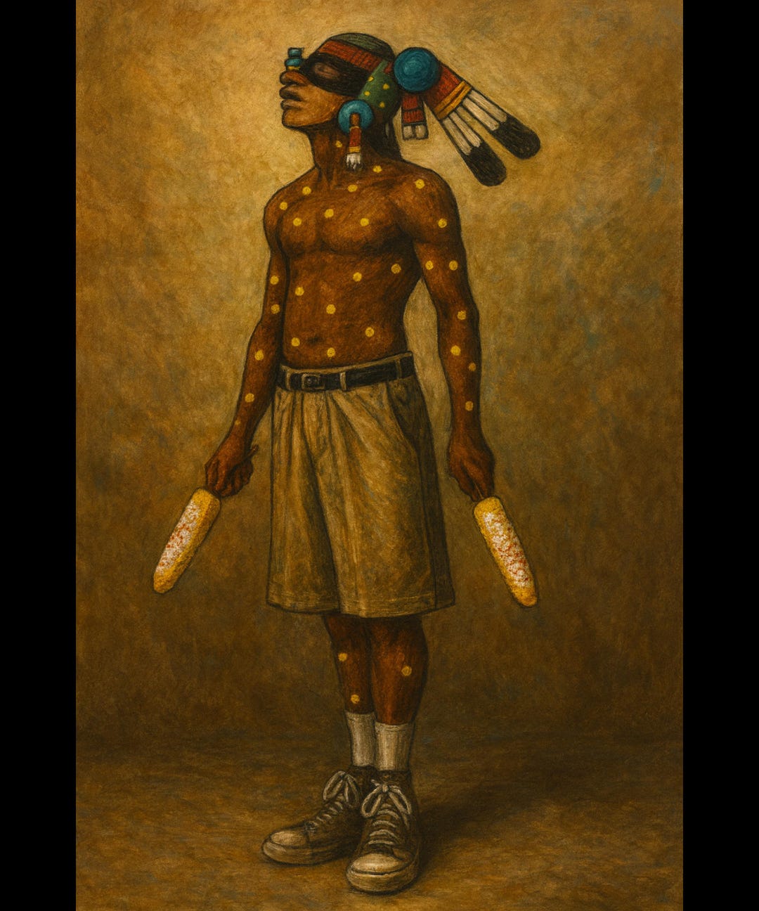 Aztec Corn Warrior Digital Download, Mexican Folk Art Figure, Tribal ...