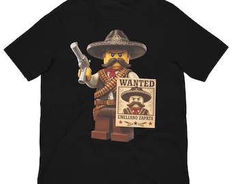 Emiliano Zapata Lego Inspired Shirt, Mexican Revolutionary Western Toy Art, Funny Outlaw Cowboy Figure Gift, Hecho En Mexico Tee