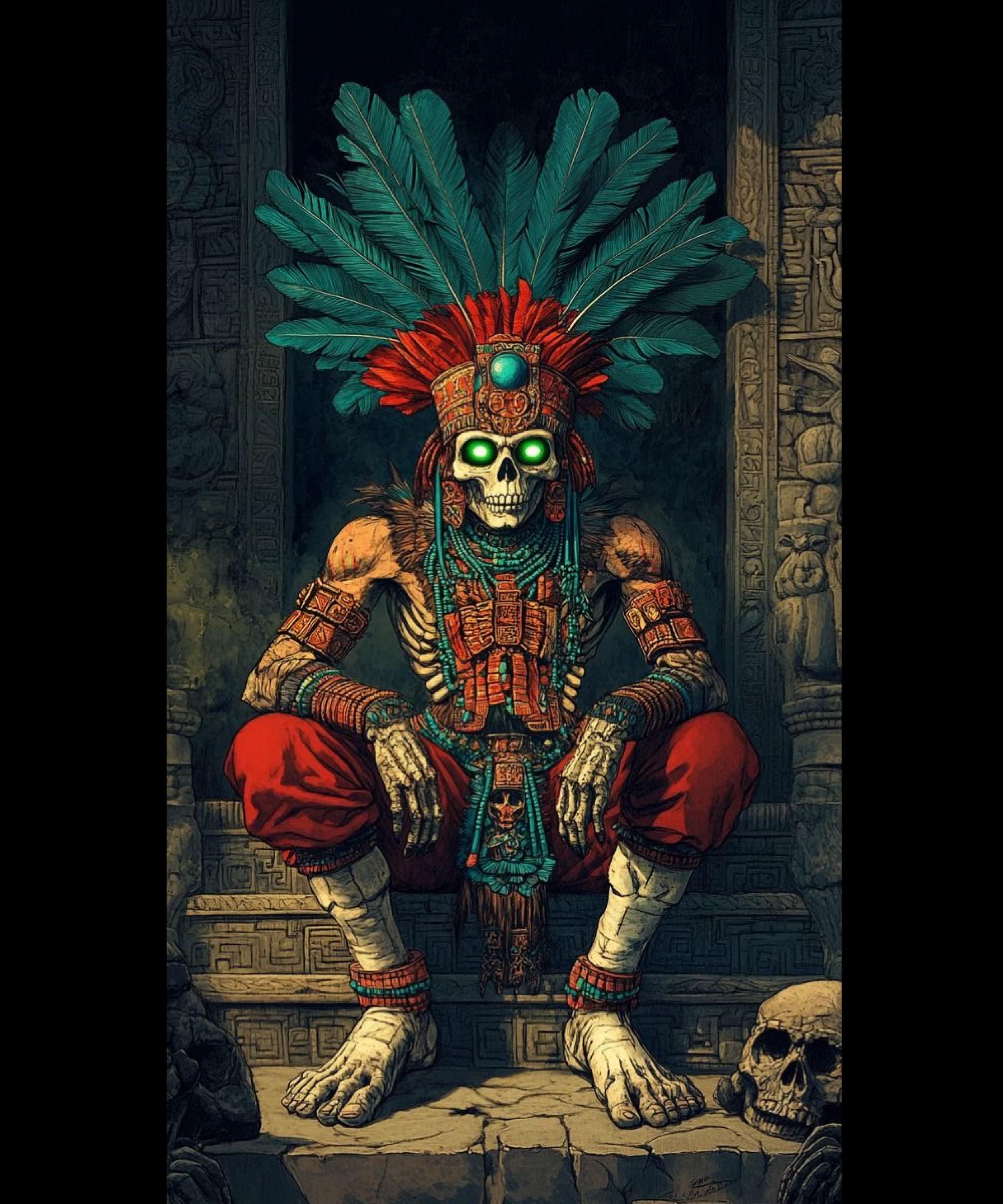 Aztec Warrior Skeleton Digital Download, Chicano Mexican Art ...