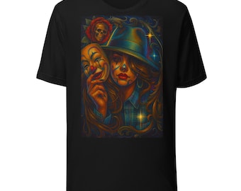 Chicana Clown mit Mascara — Arte Cholo Lowrider mit Rosa und Estilo Urbano Unisex-T-Shirt