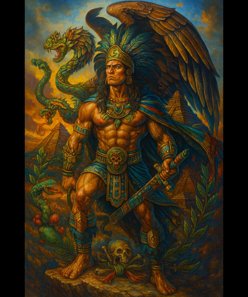 Aztec Eagle Warrior Digital Download, Quetzalcoatl Serpent Art ...