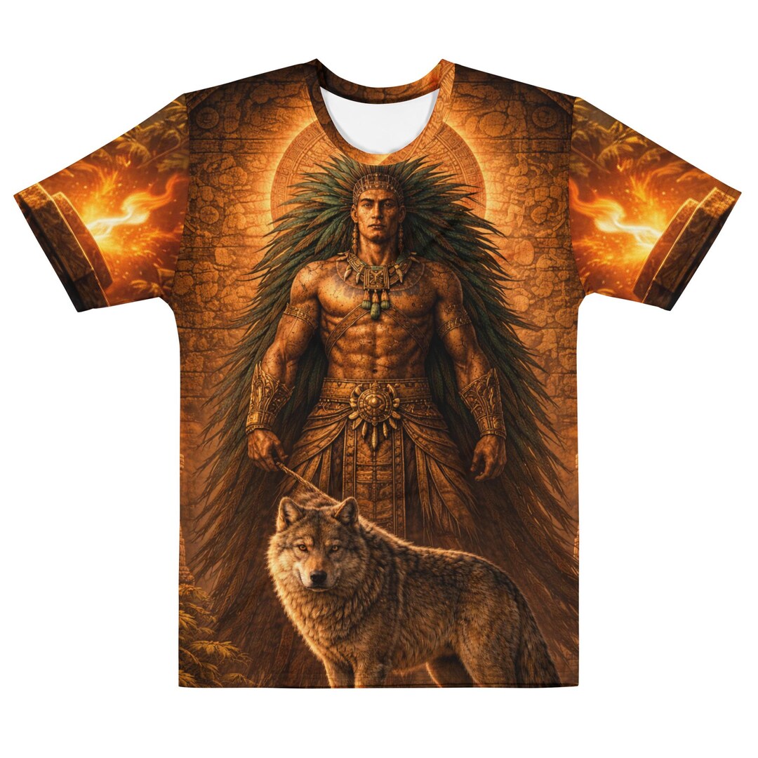 Aztec Warrior & Spirit Wolf T-shirt – Mesoamerican Art Design - Etsy Canada