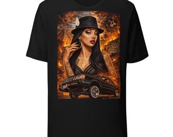 Chicana Lowrider Queen Urban Art Print Unisex t-shirt