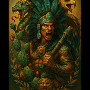 T-shirt jaguar et aigle guerrier aztèque - T-shirt graphique mythologie mexicaine indigène