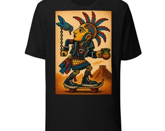 アステカシンボルスケーターユニセックスTシャツ