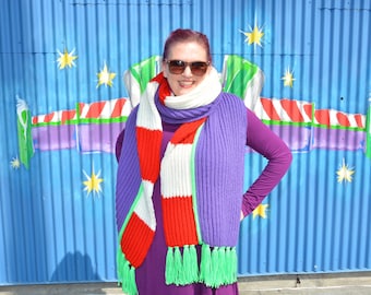Buzz Lightyear Inspired Brioche Knit Scarf Pattern (PDF Pattern)
