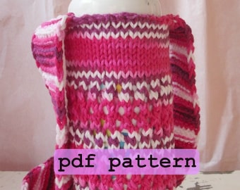 Knit Water Bottle Holder Sling Pattern: Crossbody Carrier (PDF Pattern)