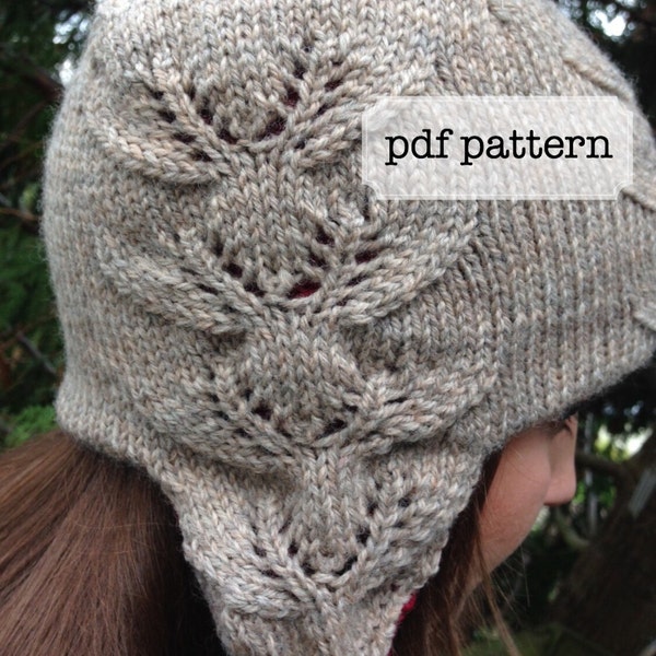 Ear flap hat knitting pattern - extra warm hat pattern - winter hat knitting pattern - stag lace pattern - eight tiny reindeer