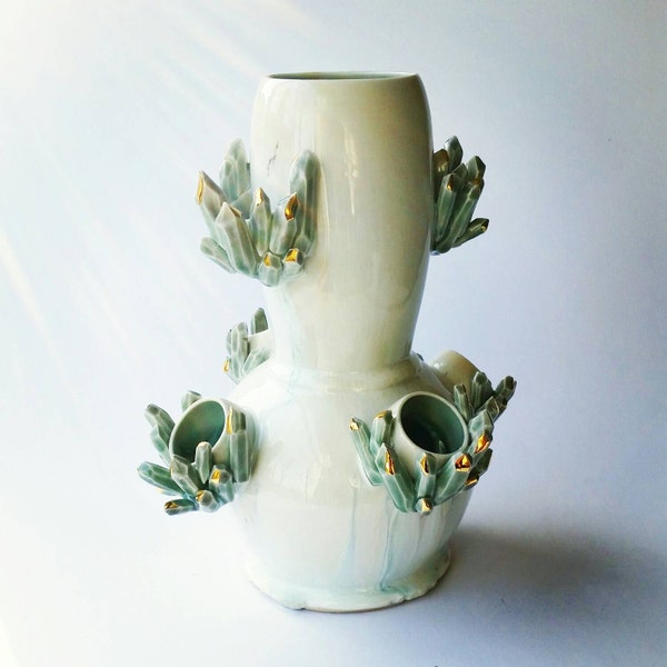 RESERVED  Growing Crystal Quarts Multi-level Vase