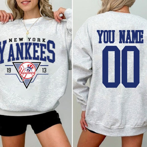 Chemise de baseball New York avec nom et numéro personnalisés | chemise de baseball de style vintage new-yorkais | Sweat-shirt New York EST 1962 | Jour du match