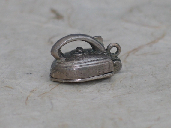 Vintage Iron Charm -  English Sterling Silver Ope… - image 2