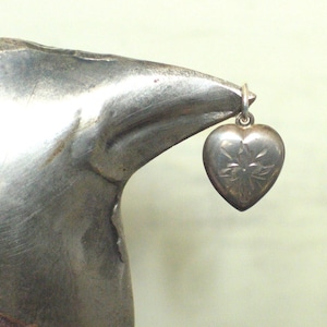 Vintage Puffy Heart Charm - Sterling Silver Heart - Vintage Heart - Engraved Bobbye - Charm Bracelet