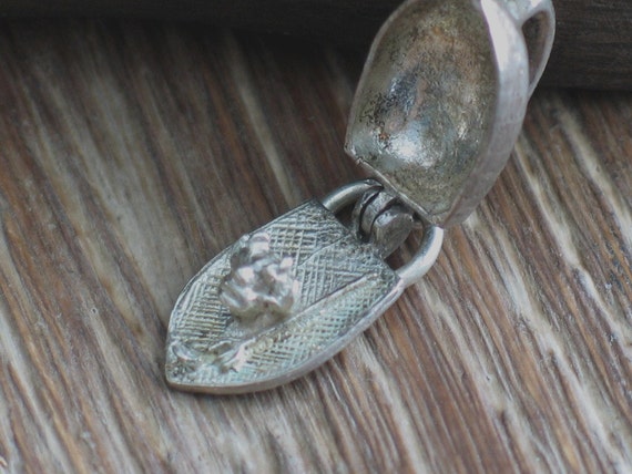 Vintage Iron Charm -  English Sterling Silver Ope… - image 5