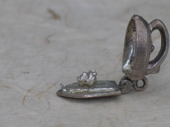 Vintage Iron Charm -  English Sterling Silver Ope… - image 4