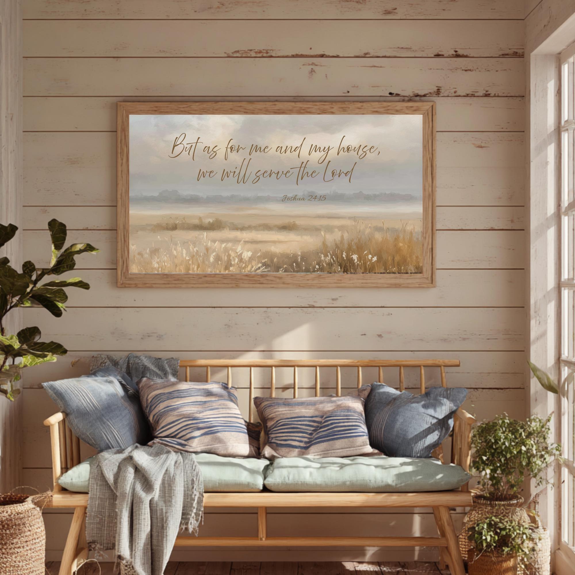 Minimalist Scripture Christian Canvas, Vintage Meadow Landscape, Rustic ...
