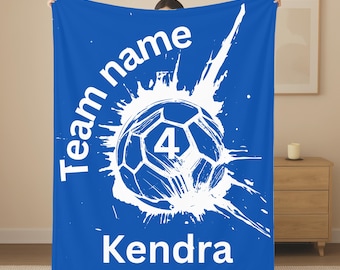 Personalized Soccer Blanket: Custom Team Name Gift, Sports Fleece Throw