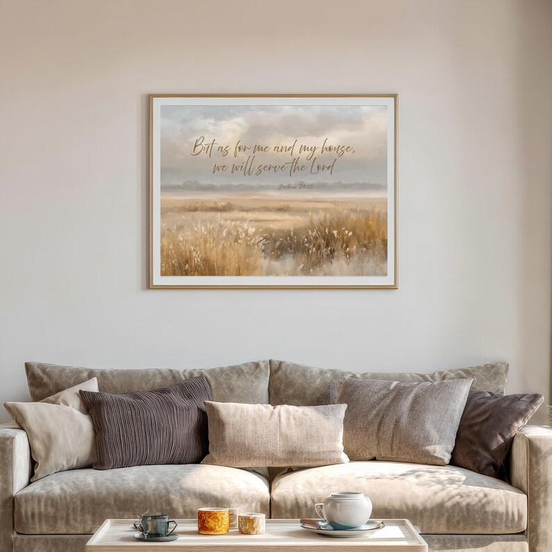 Rustic Scripture Paintings Minimalist Scripture Christian Canvas, Vintage Meadow Landscape, Rustic ...