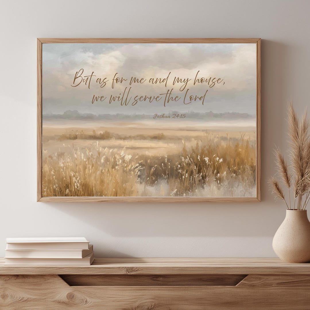 Rustic Scripture Paintings Minimalist Scripture Christian Canvas, Vintage Meadow Landscape, Rustic ...