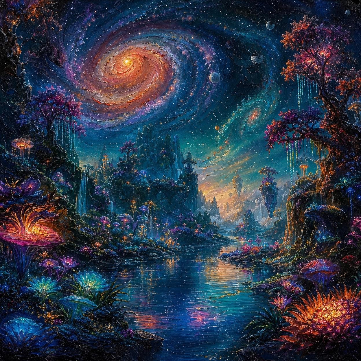 Cosmic Fantasy Landscape Wall Art – Psychedelic Galaxy Print | Surreal ...