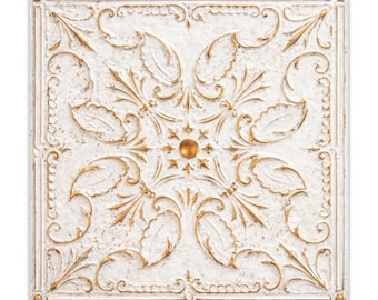 Antique Pearl Gilded Faux Metal Tile Panels | 6x6 and 12x12 Peel & Stick Wall Tiles