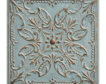 Oxidized Sage Copper Faux Metal Tile Panels | 6x6 and 12x12 Peel & Stick Wall Tiles