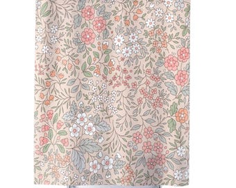 Neutral Floral Shower Curtain, Soft Beige Cottagecore Bathroom Decor