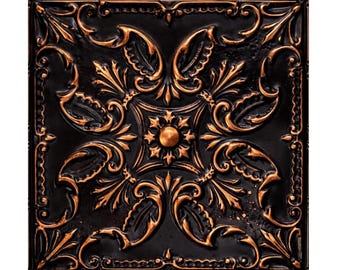 Blackened Ember Faux Metal Tile Panels | 6x6 and 12x12 Peel & Stick Wall Tiles