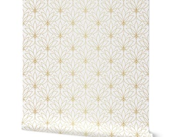 Art Deco Lotus Peel and Stick Wallpaper | Gilded Luxury Removable Wall Covering