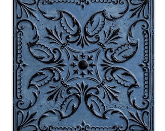 Midnight Slate Blue Faux Metal Tile Panels | 6x6 and 12x12 Peel & Stick Wall Tiles