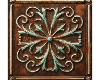 Turquoise Faux Metal Tile Panels | 6x6 and 12x12 Peel & Stick Wall Tiles