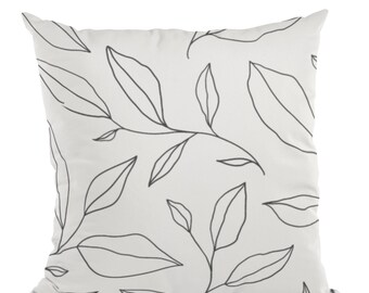 Neutral Botanical Pillow Cover | Minimal Leaf Throw Pillow, Organic Bed & Couch Decor