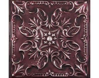 Burnished Merlot Faux Metal Tile Panels | 6x6 and 12x12 Peel & Stick Wall Tiles