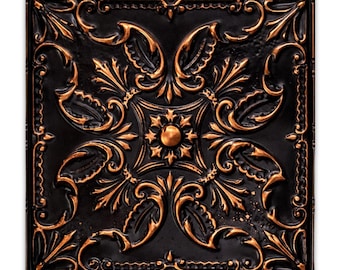 Blackened Ember Faux Metal Tile Panels | 6x6 and 12x12 Peel & Stick Wall Tiles