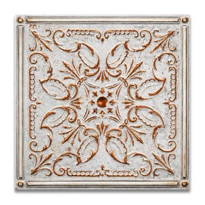 Antique Pearl Ember Faux Metal Tile Panels | 6x6 and 12x12 Peel & Stick Wall Tiles