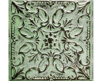 Verdigris Patina Faux Metal Tile Panels | 6x6 and 12x12 Peel & Stick Wall Tiles