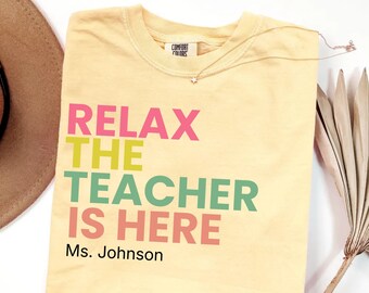 Personalized Funny Teacher Shirt, Custom Teacher Name Tee, Retro Teacher Gift, Back To School Comfort Colors® Shirt For Teachers