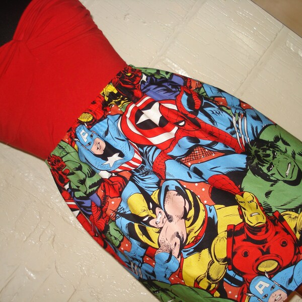 Plus grande impression Vengeurs Mini jupe w / Hulk, Spiderman, Iron Man, Captain America, Wolverine - dames taille haute jupe