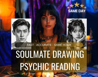 Dibujo de alma gemela y lectura de tarot el mismo día. Dibuja a tu alma gemela: futuro esposo, futura esposa, zodiaco, intuición, lectura de amor, retrato de alma gemela.