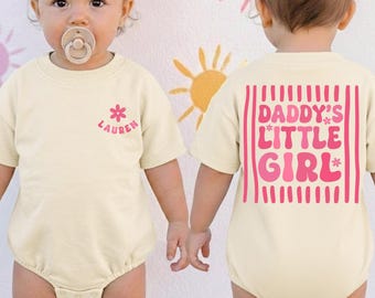 Personalized Daddy's Little Girl Striped Baby Romper, Pregnancy Announcement Baby Outfit, Baby Shower Gift, Daddy's Little Girl Baby Romper