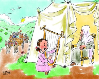Serach plays on her harp to gently tell Yaakov that Yosef is alive.