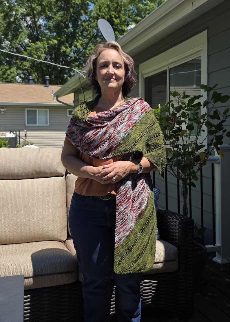 Rectangular Shawl Knitting Pattern | DK Textured Wrap | Center-Out Construction | PDF Download image 4