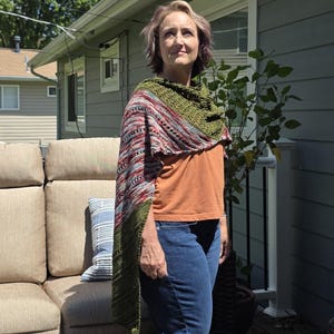 Rectangular Shawl Knitting Pattern | DK Textured Wrap | Center-Out Construction | PDF Download image 5
