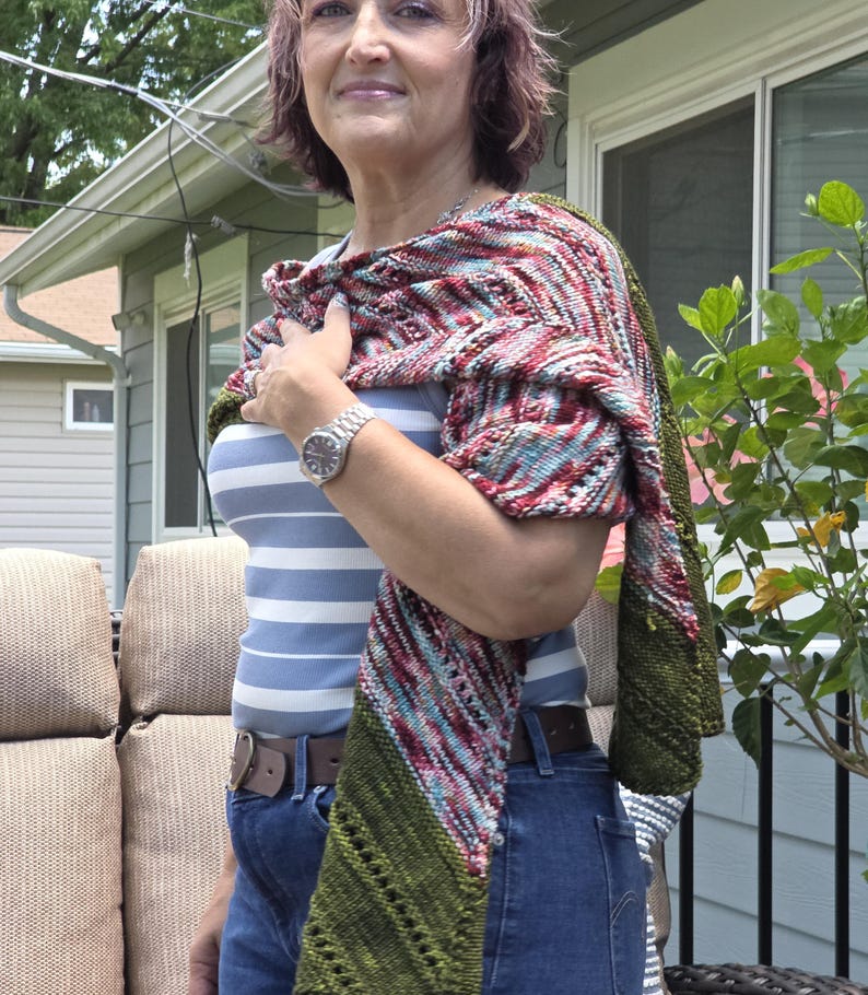 Rectangular Shawl Knitting Pattern | DK Textured Wrap | Center-Out Construction | PDF Download image 1