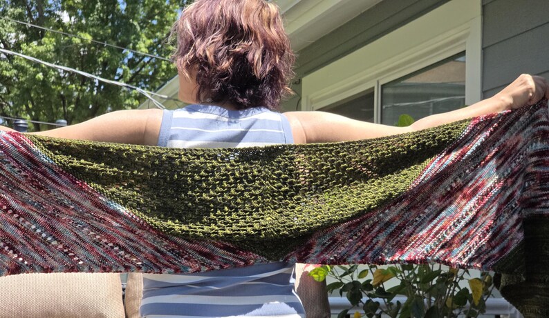 Rectangular Shawl Knitting Pattern | DK Textured Wrap | Center-Out Construction | PDF Download image 3