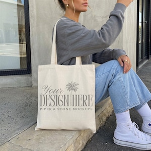 Baumwoll Tragetasche Mockup, OAD113 Liberty Bags, natural, Lifestyle, Einkaufstasche, POD, print on demand, digitaler Download Bild 1
